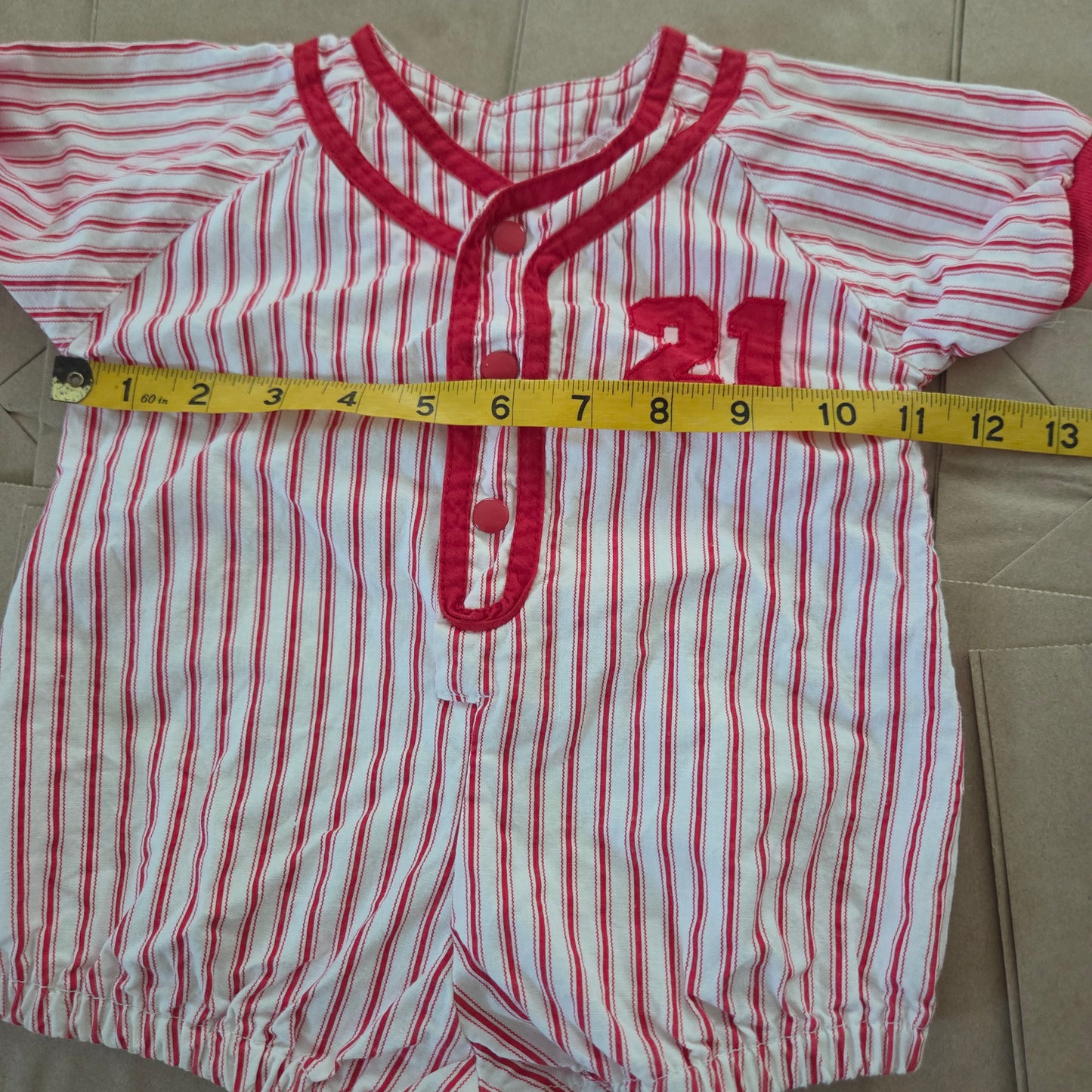 80s/90s Vintage Baseball Striped Romper 3-6 months