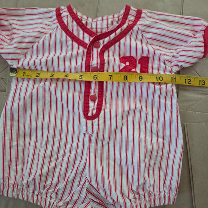 80s/90s Vintage Baseball Striped Romper 3-6 months