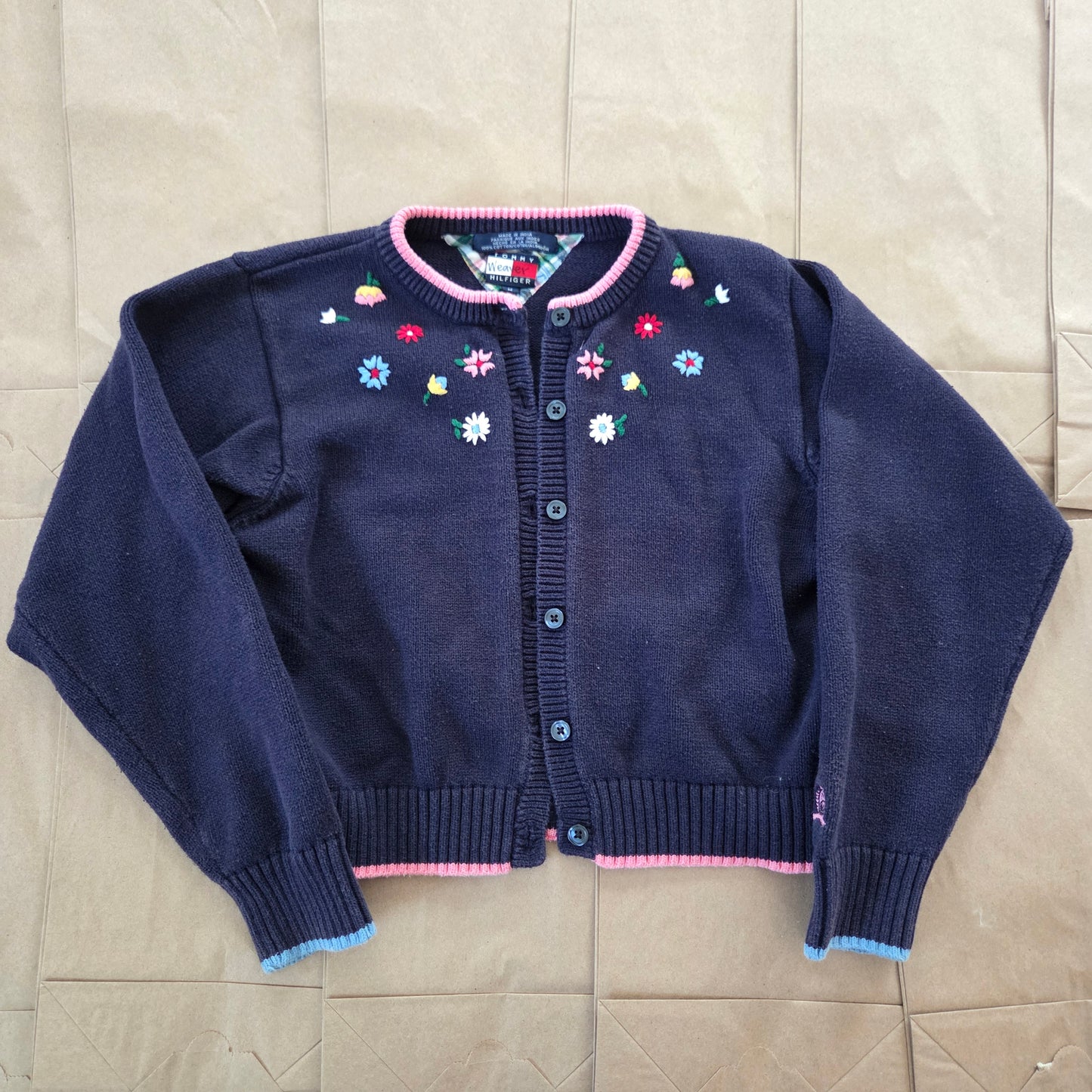 90s Vintage Tommy Hilfiger Floral Knit Cardigan kids 7/8