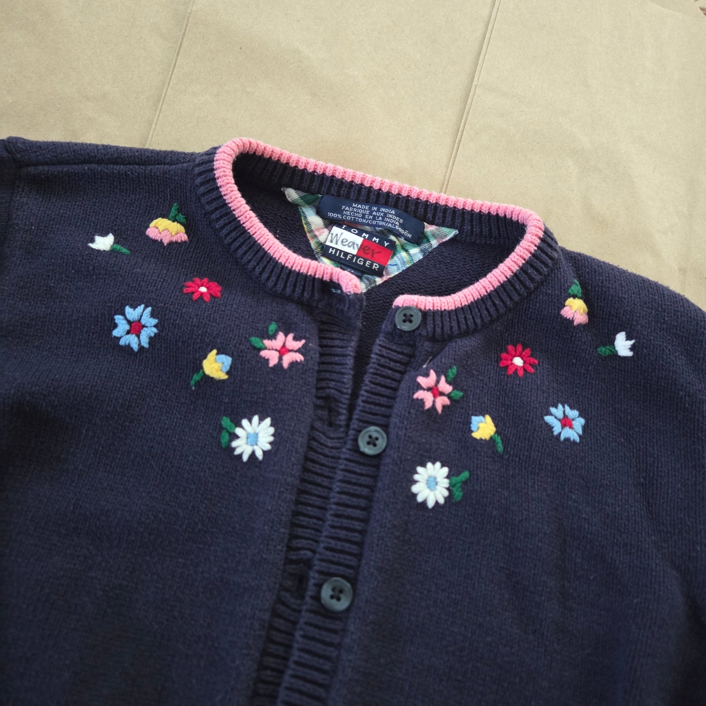 90s Vintage Tommy Hilfiger Floral Knit Cardigan kids 7/8