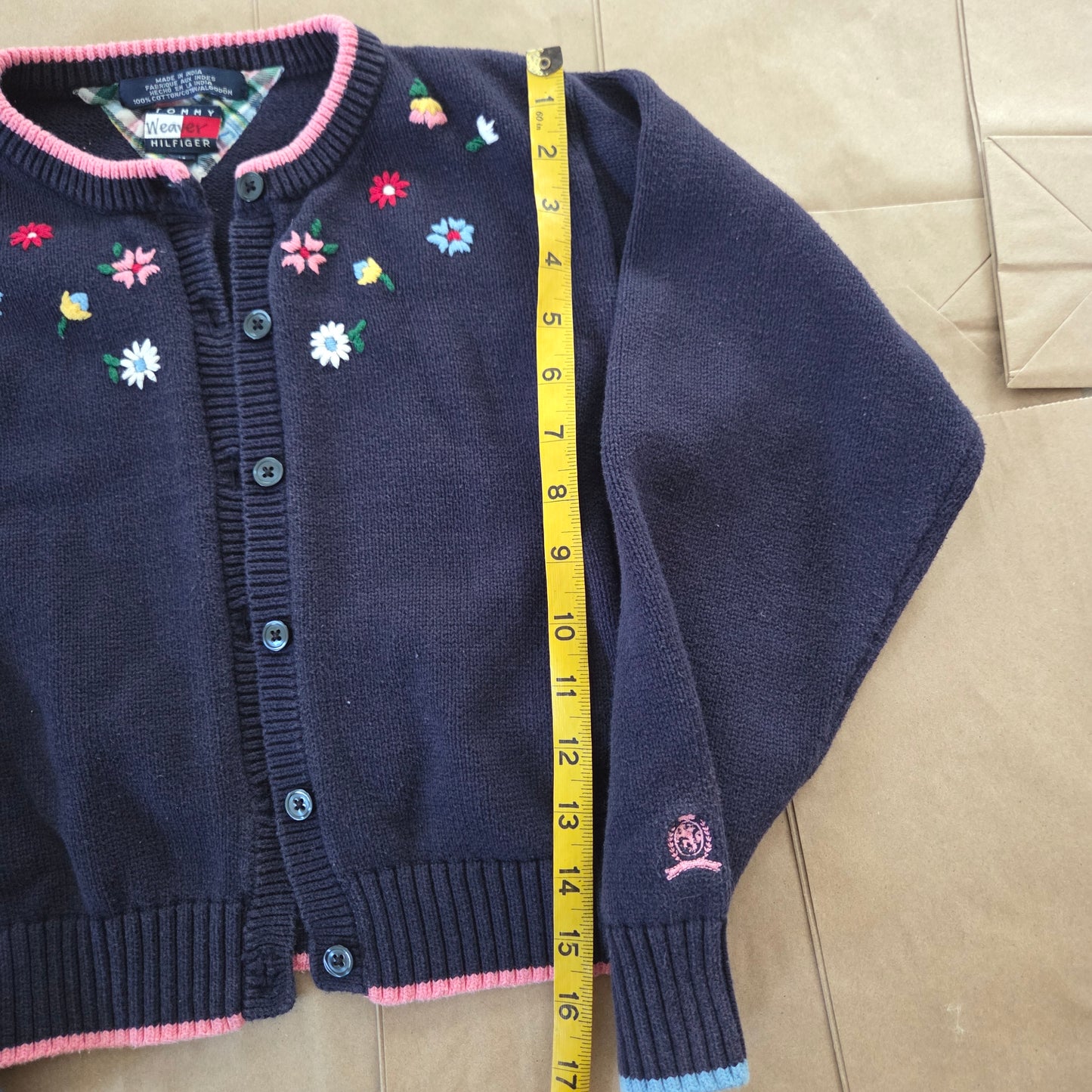 90s Vintage Tommy Hilfiger Floral Knit Cardigan kids 7/8